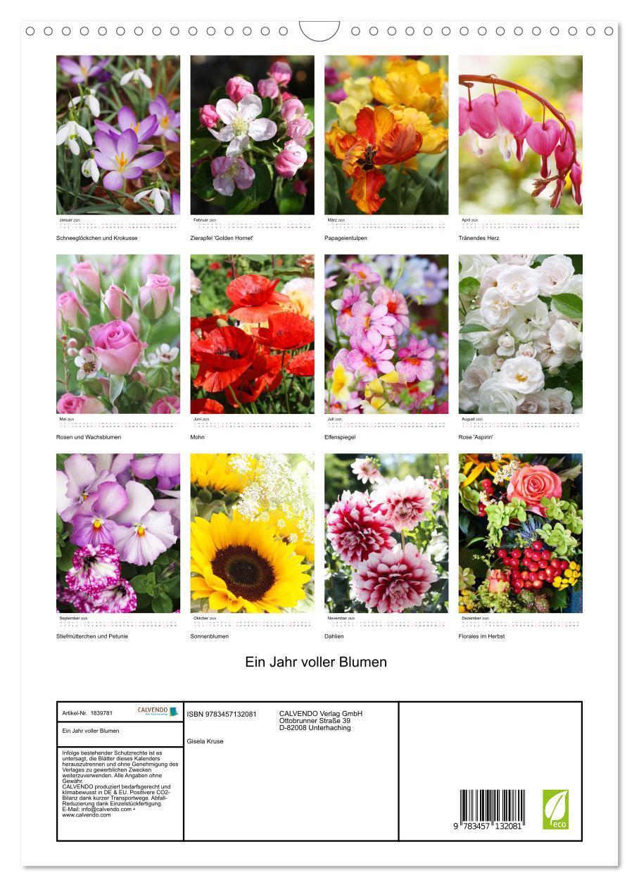 Bild: 9783457132081 | Ein Jahr voller Blumen (Wandkalender 2025 DIN A3 hoch), CALVENDO...