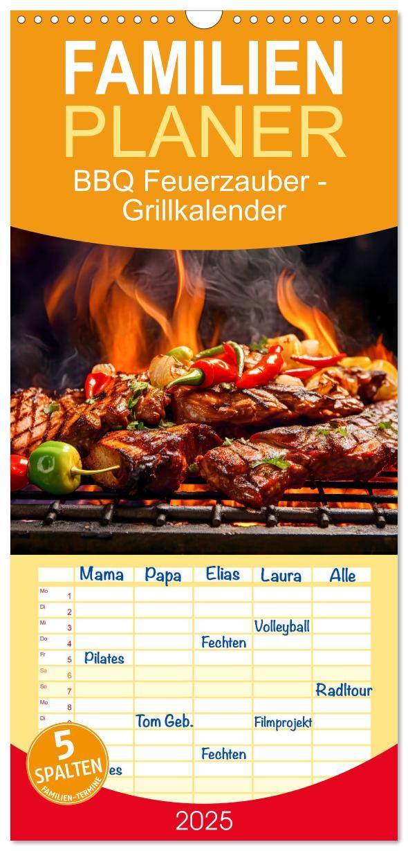 Cover: 9783457091418 | Familienplaner 2025 - BBQ Feuerzauber - Grillkalender mit 5 Spalten...