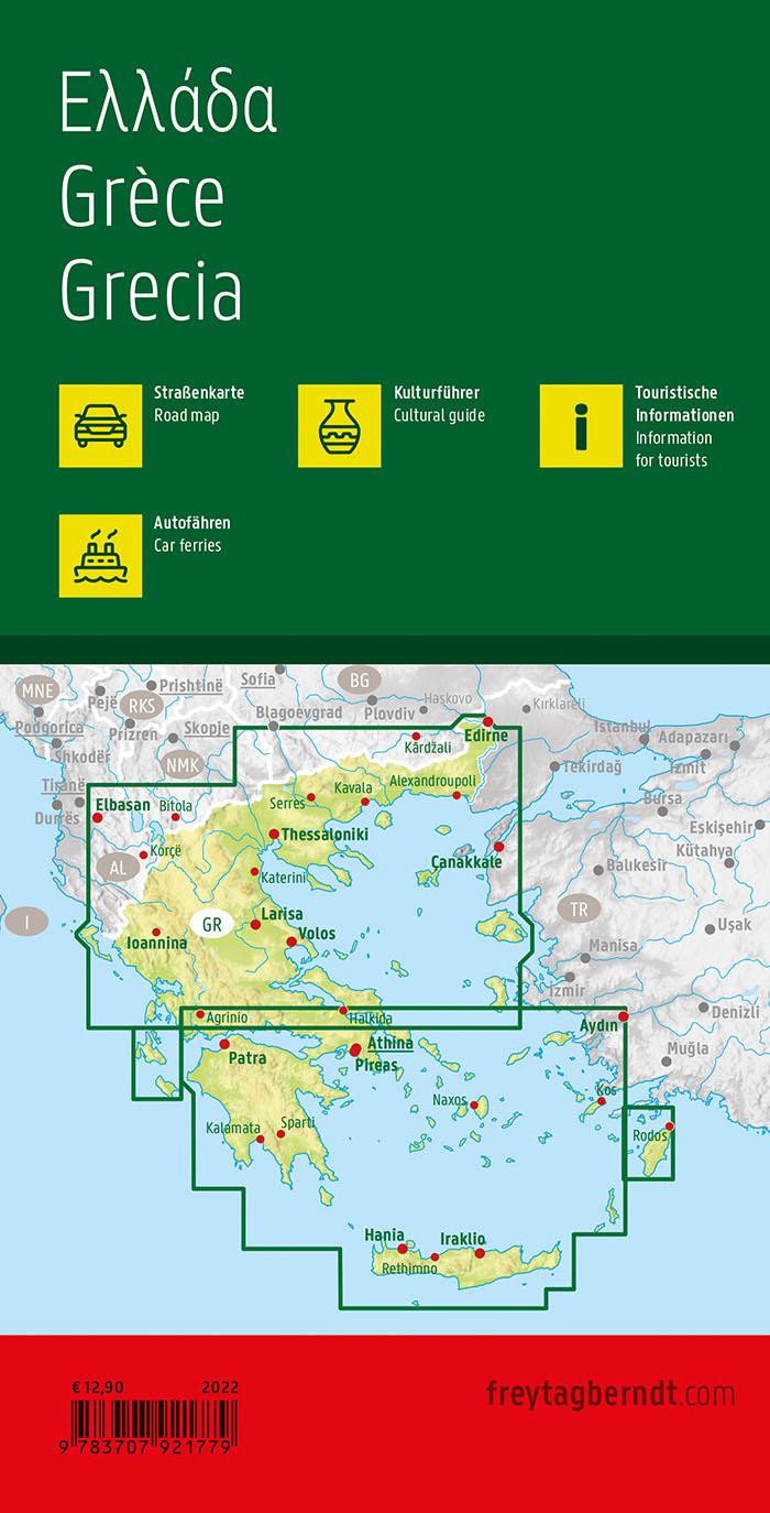 Rückseite: 9783707921779 | Griechenland, Straßenkarte 1:500.000, freytag &amp; berndt | berndt | 2022