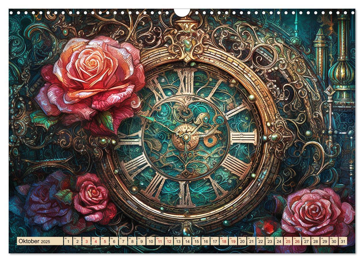 Bild: 9783383871528 | Floraler Steampunk (Wandkalender 2025 DIN A3 quer), CALVENDO...