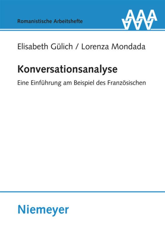 Cover: 9783484540538 | Konversationsanalyse | Eine Einführung am Beispiel des Französischen