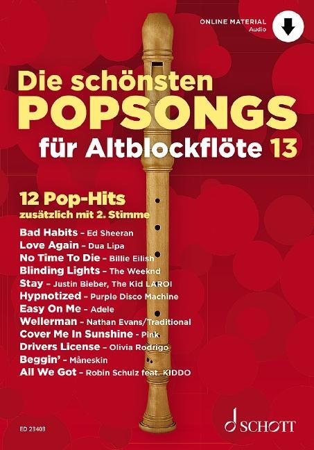 Cover: 9783795799328 | Die schönsten Popsongs für Alt-Blockflöte Band 13 | Uwe Bye | 32 S.