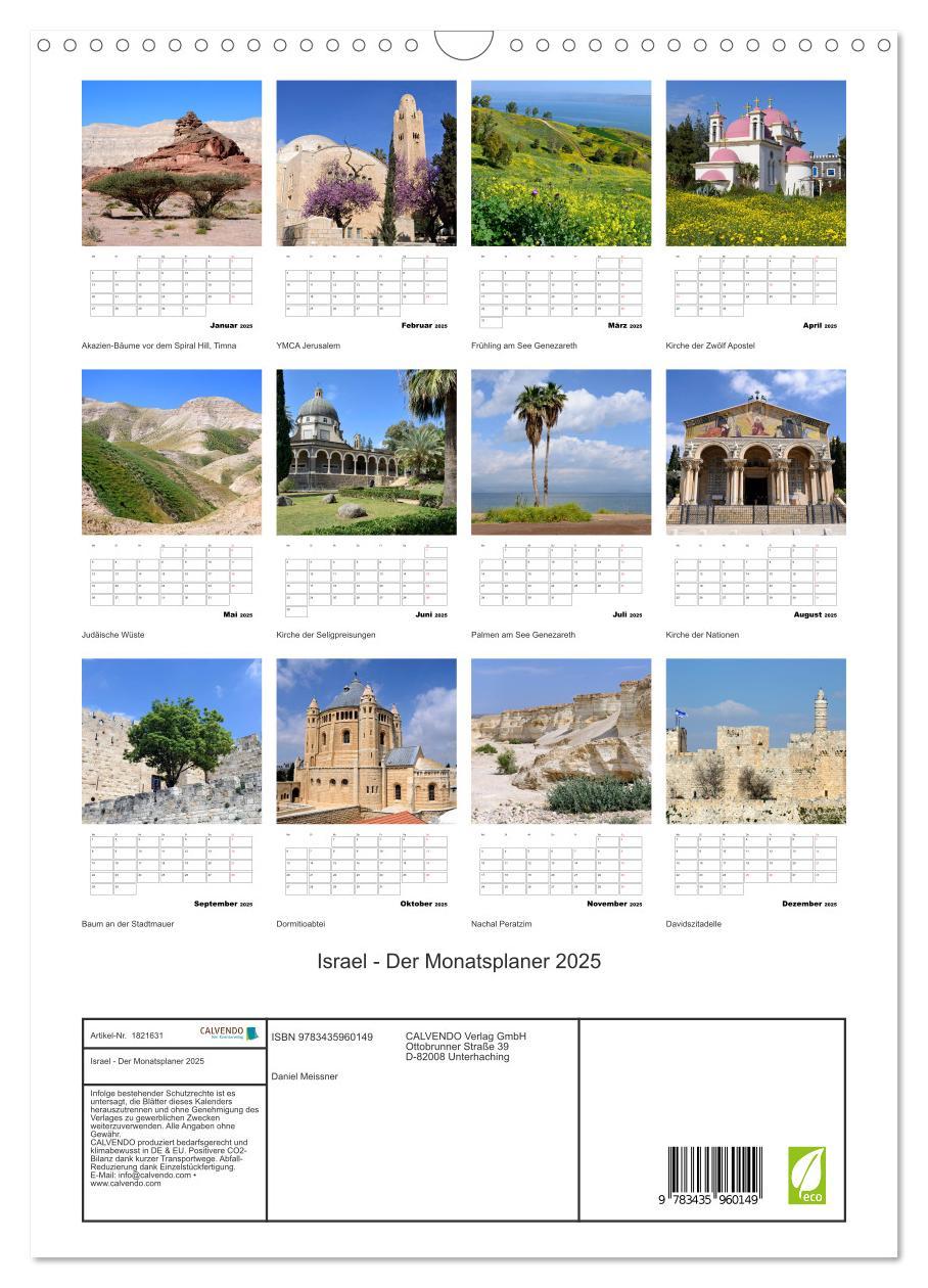 Bild: 9783435960149 | Israel - Der Monatsplaner 2025 (Wandkalender 2025 DIN A3 hoch),...