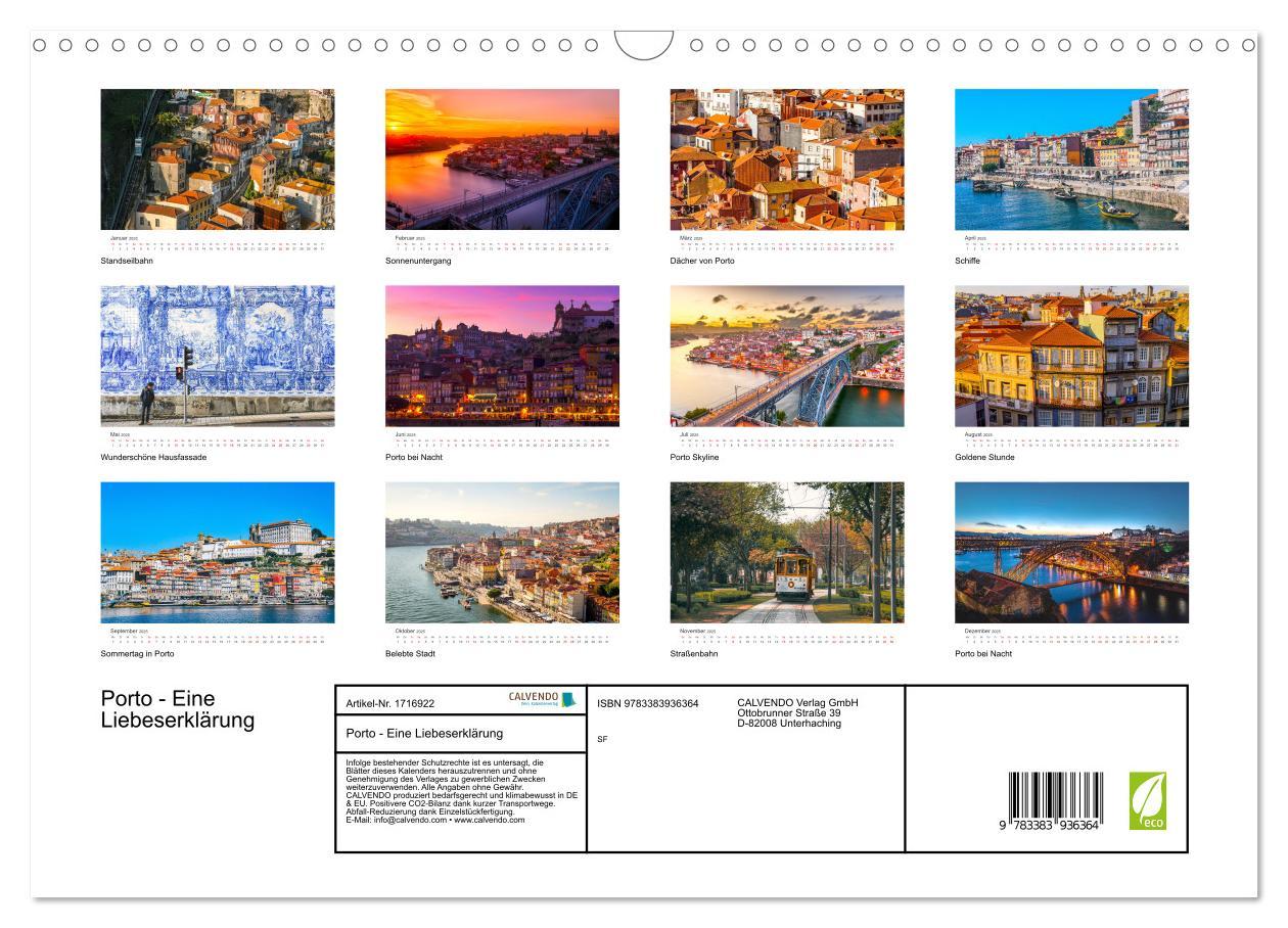 Bild: 9783383936364 | Porto - Eine Liebeserklärung (Wandkalender 2025 DIN A3 quer),...