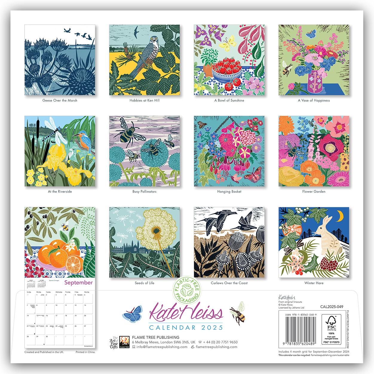 Rückseite: 9781835620489 | Kate Heiss Wall Calendar 2025 (Art Calendar) | Flame Tree Publishing