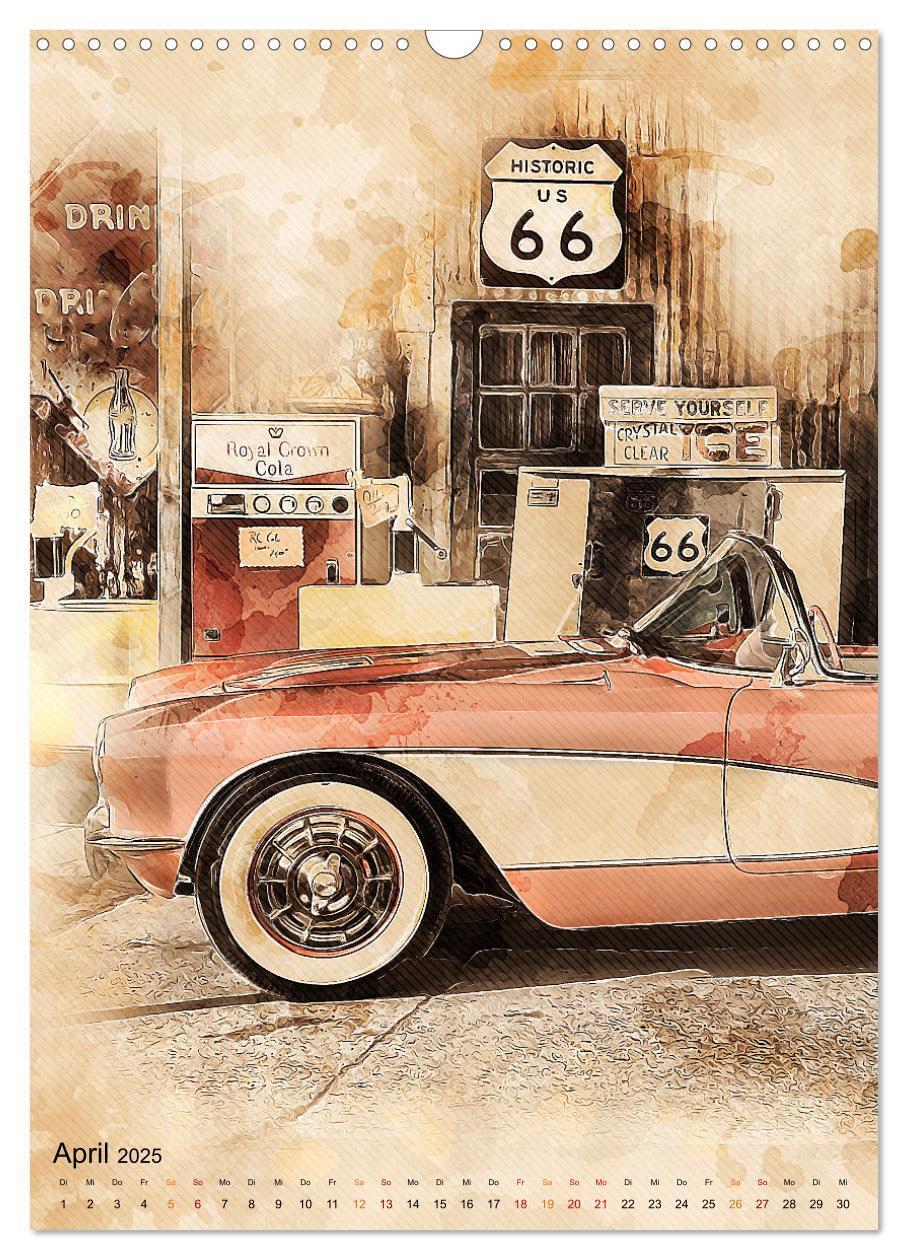 Bild: 9783435930654 | Route 66 - 2451 Meilen (Wandkalender 2025 DIN A3 hoch), CALVENDO...