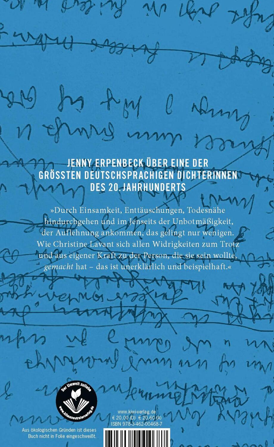 Rückseite: 9783462004687 | Jenny Erpenbeck über Christine Lavant | Jenny Erpenbeck | Buch | 2023