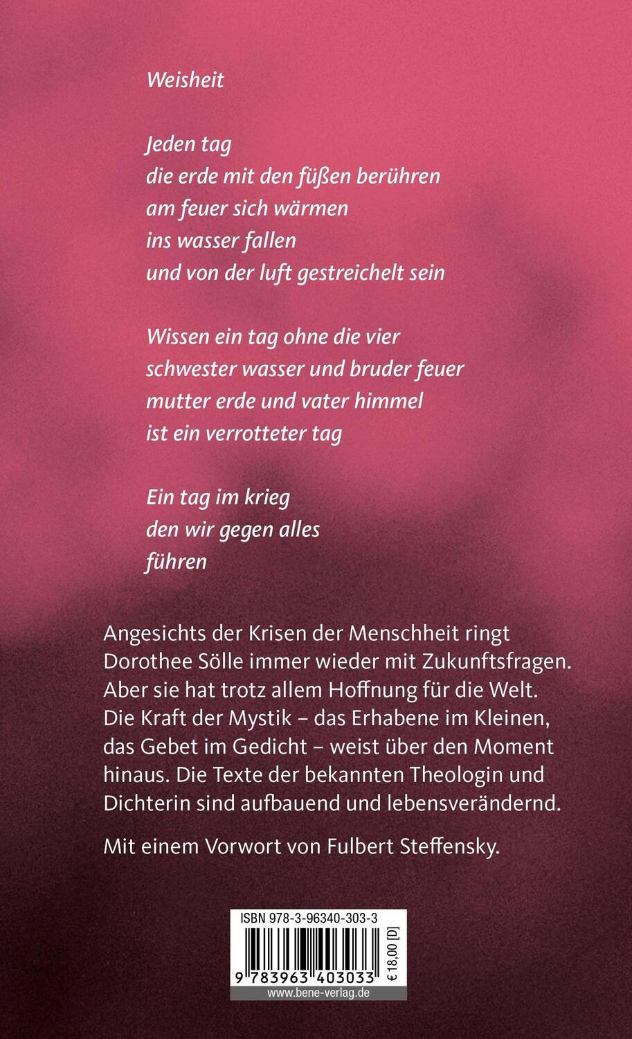 Rückseite: 9783963403033 | Vielleicht schon morgen | Poesie der Hoffnung | Dorothee Sölle | Buch