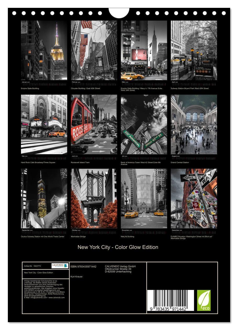 Bild: 9783435971442 | New York City - Color Glow Edition (Wandkalender 2025 DIN A4 hoch),...