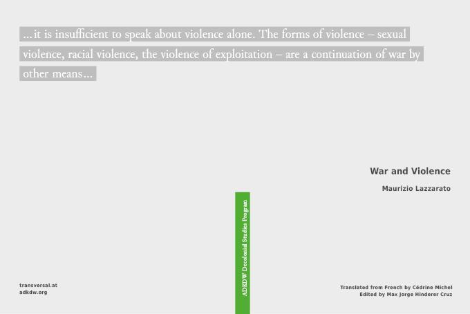 Cover: 9783903046429 | War and Violence | Dekoloniales Studienprogramm | Maurizio Lazzarato