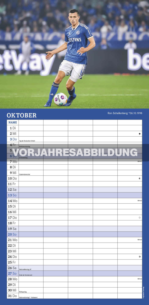 Bild: 4002725994455 | N NEUMANNVERLAGE - FC Schalke 04 2025 Fan-Timer, 22x45cm,...