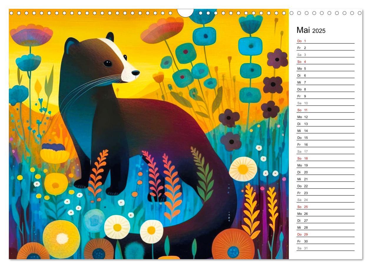 Bild: 9783383908927 | Waldtiere, bunt und naiv (Wandkalender 2025 DIN A3 quer), CALVENDO...