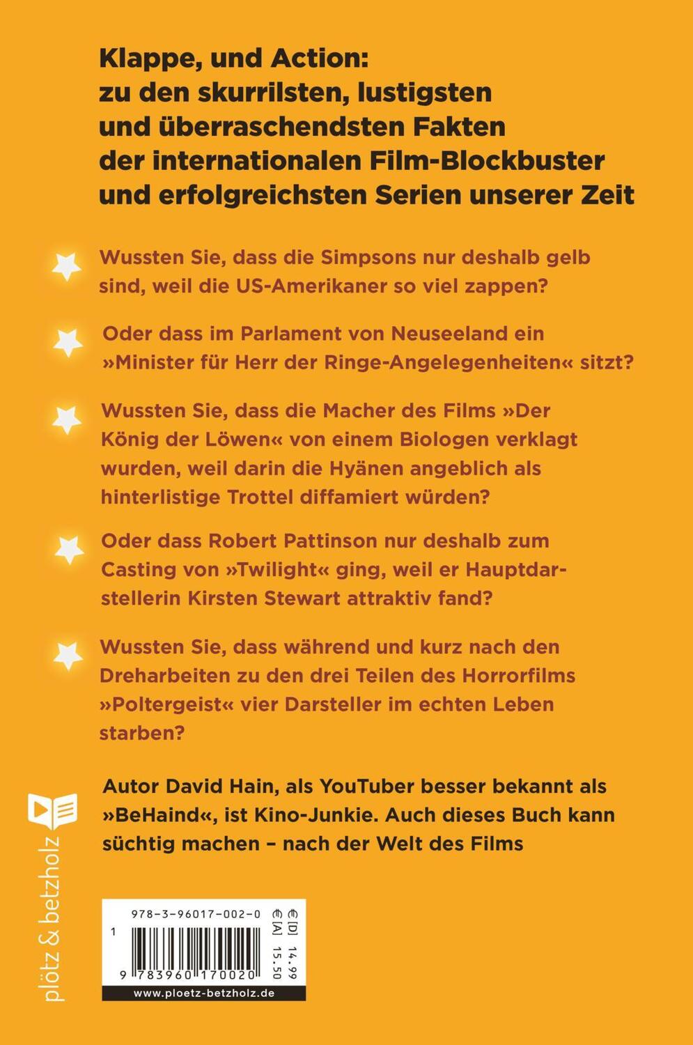 Rückseite: 9783960170020 | Fakt ab! | Die unglaublichsten Geschichten aus der Welt des Films