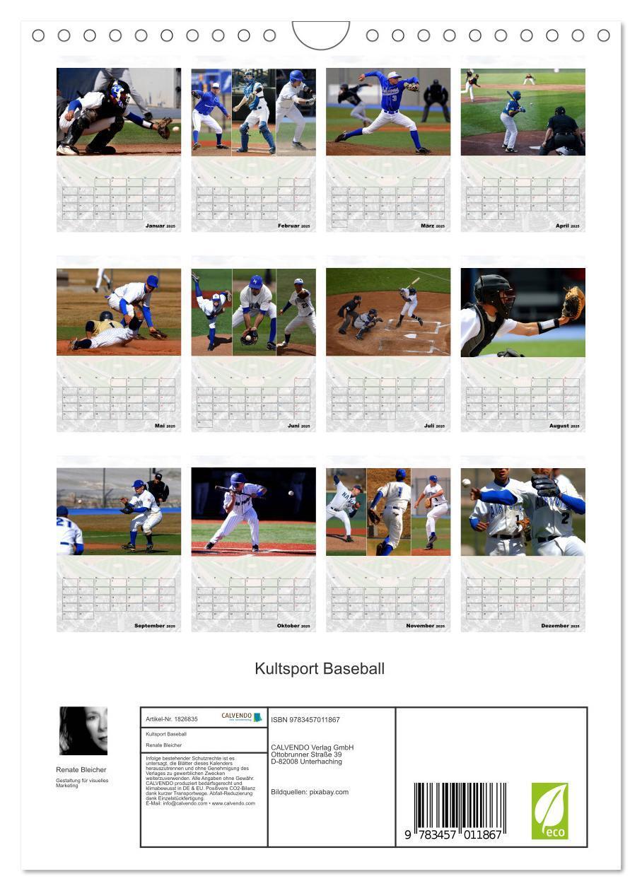 Bild: 9783457011867 | Kultsport Baseball (Wandkalender 2025 DIN A4 hoch), CALVENDO...