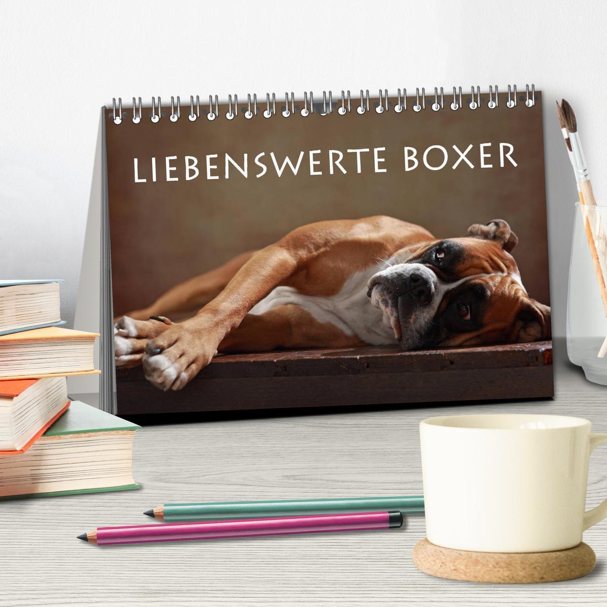 Bild: 9783435435494 | Liebenswerte Boxer (Tischkalender 2025 DIN A5 quer), CALVENDO...