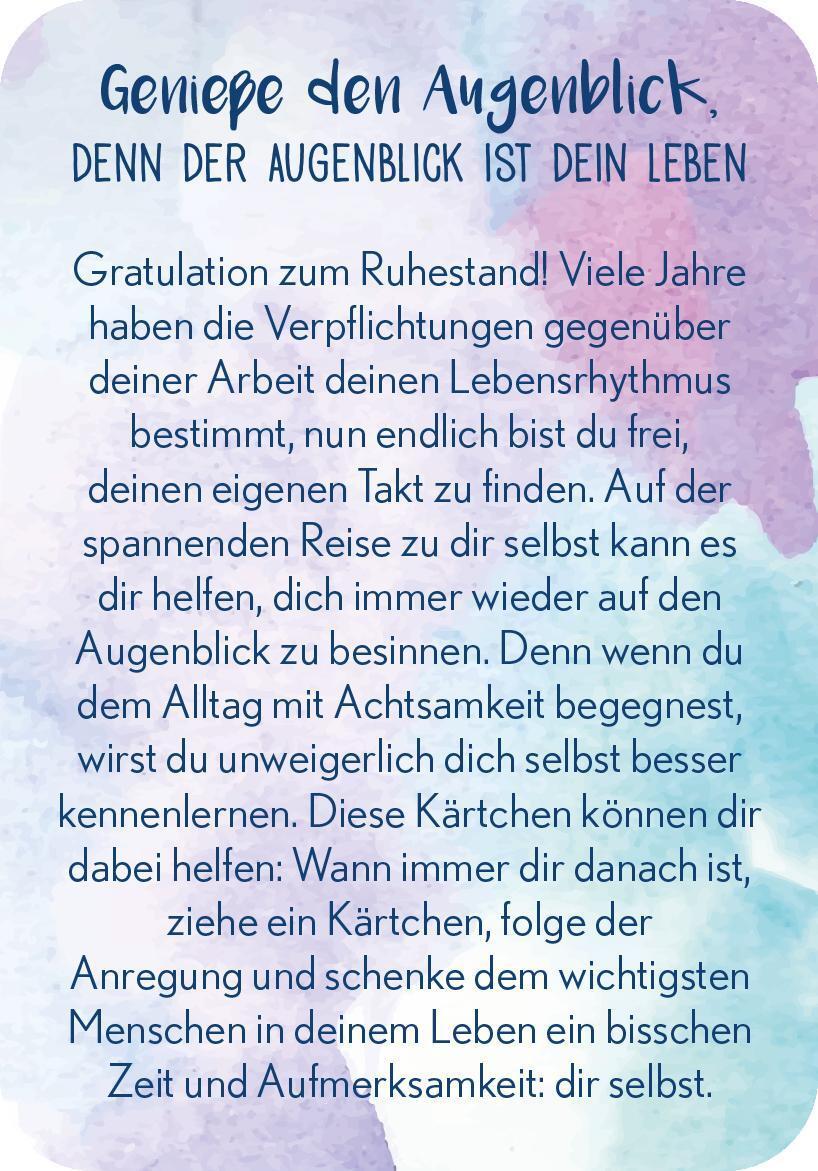 Bild: 9783845836317 | Achtsamkeit für den Ruhestand | 50 Karma-Kärtchen | Taschenbuch | 2020