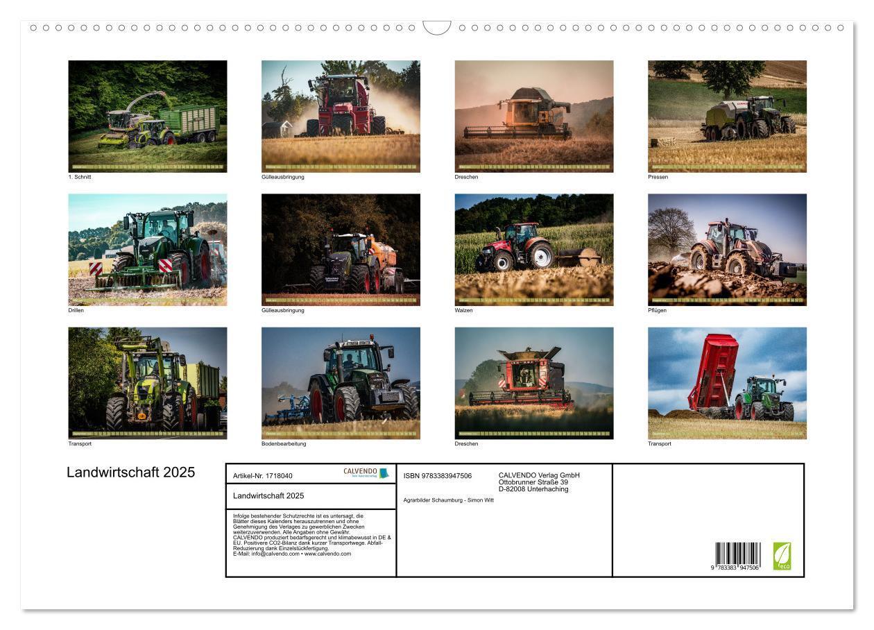 Bild: 9783383947506 | Landwirtschaft 2025 (Wandkalender 2025 DIN A2 quer), CALVENDO...