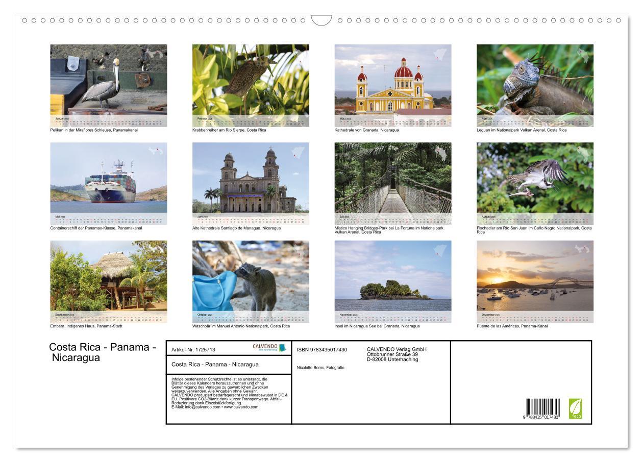 Bild: 9783435017430 | Costa Rica - Panama - Nicaragua (Wandkalender 2025 DIN A2 quer),...