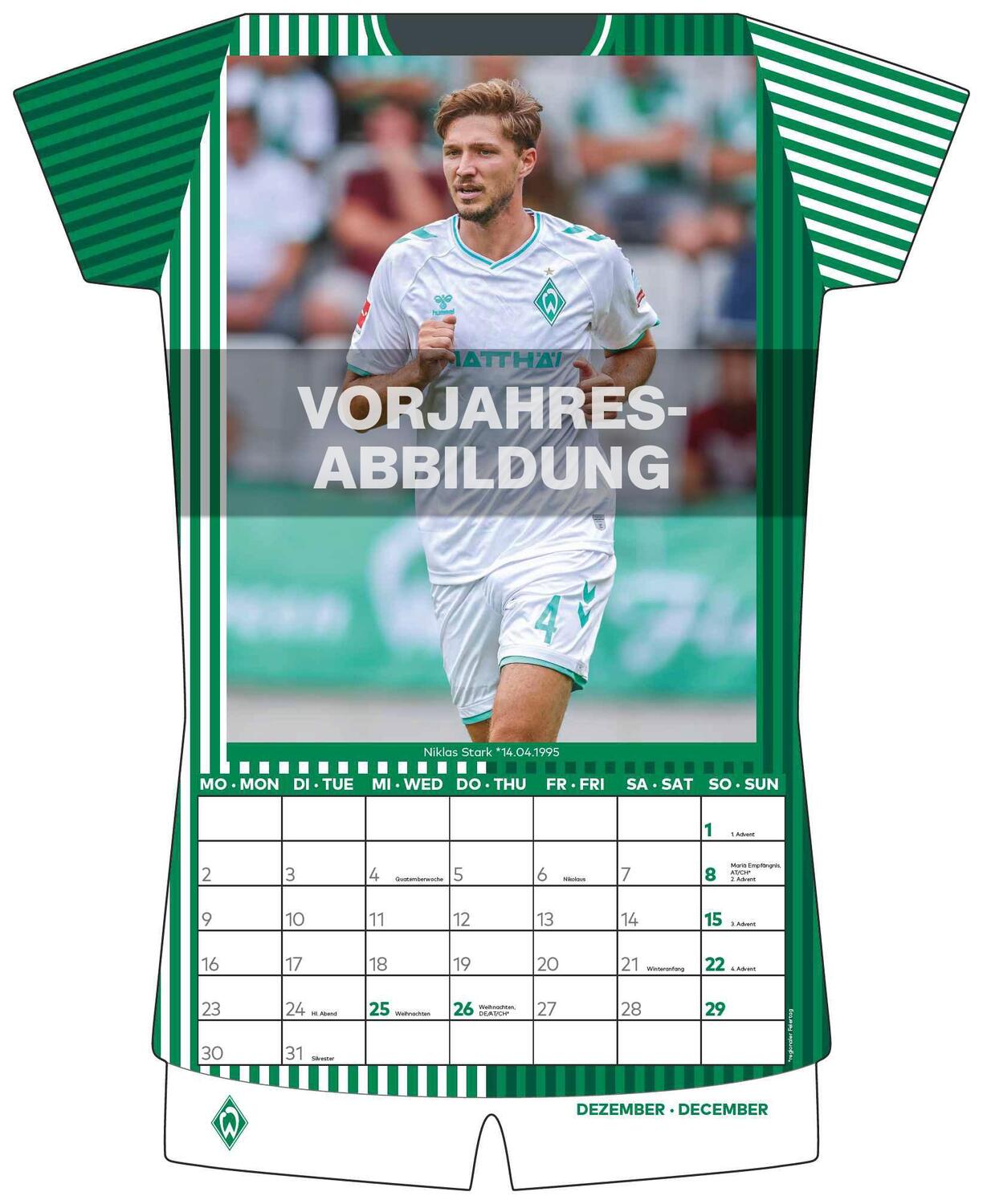 Bild: 4002725994509 | Werder Bremen 2025 - Trikotkalender - Fan-Kalender -...