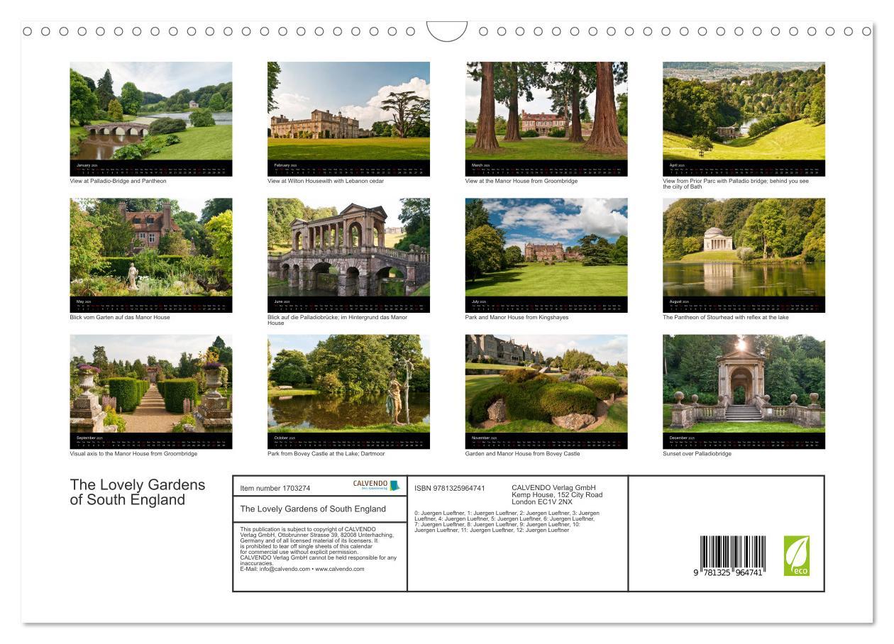 Bild: 9781325964741 | The Lovely Gardens of South England (Wall Calendar 2025 DIN A3...