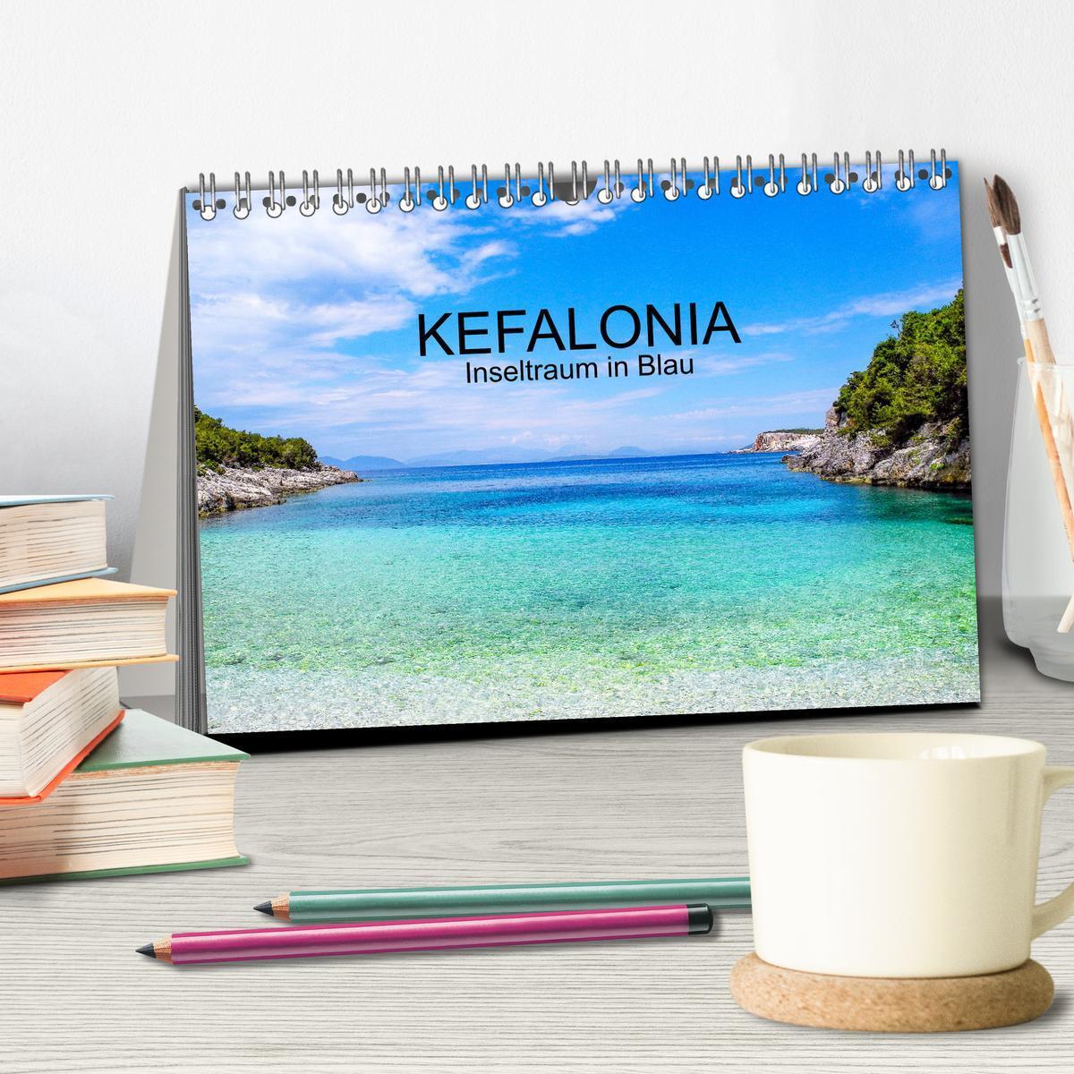 Bild: 9783383977121 | Kefalonia, Inseltraum in Blau (Tischkalender 2025 DIN A5 quer),...