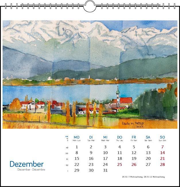 Bild: 9783861924128 | Bodensee Aquarell 2025 | Postkarten-Tischkalender | Erwin W Friese