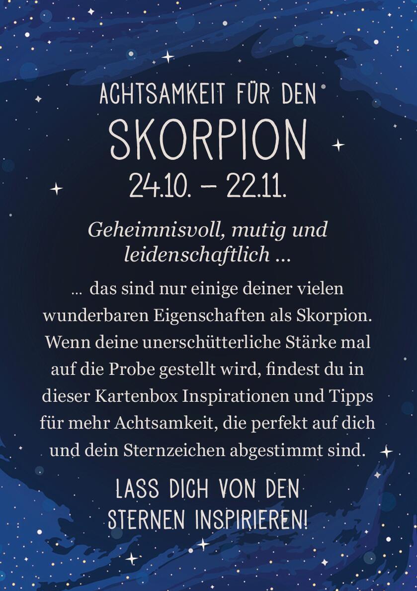 Rückseite: 9783845849720 | Achtsamkeit für den Skorpion | 50 Astro-Kärtchen | Taschenbuch | 51 S.