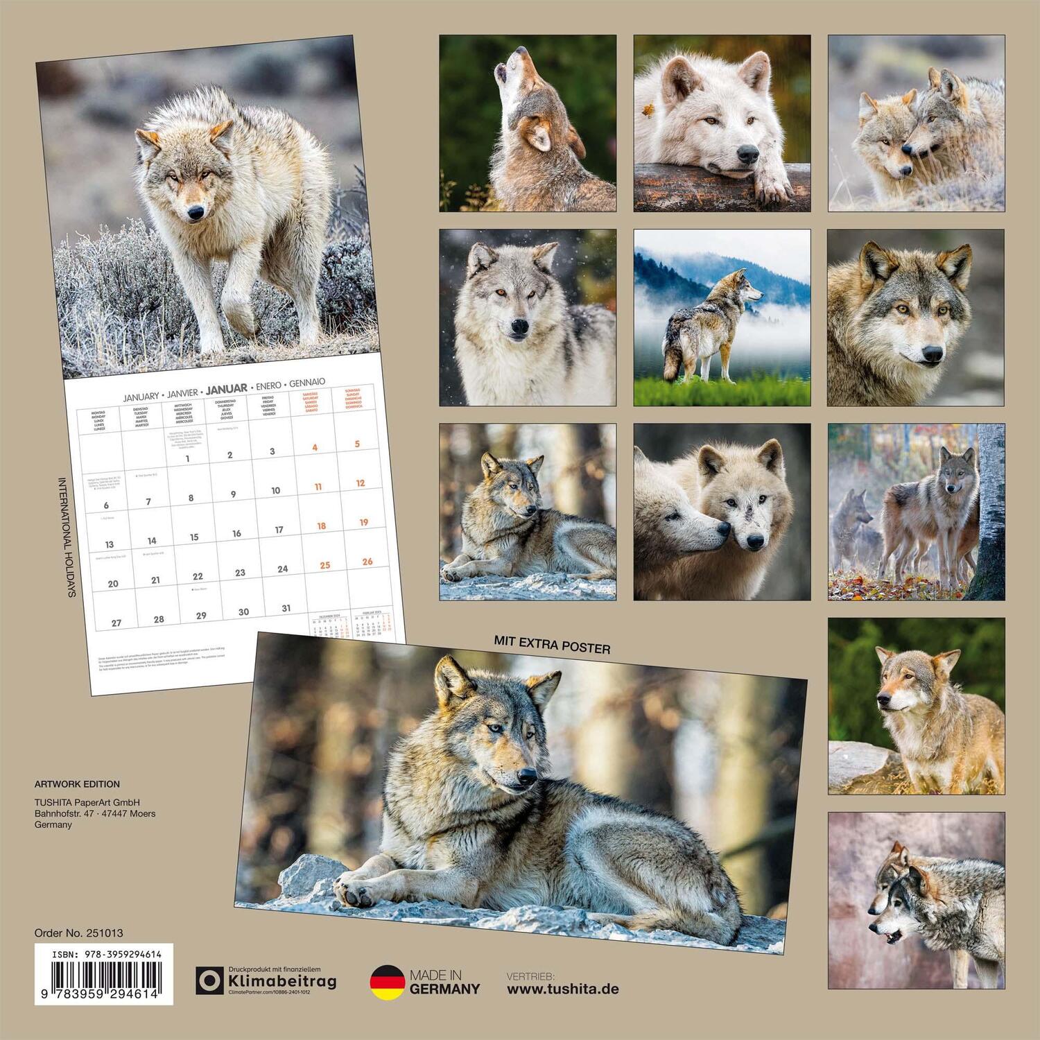 Rückseite: 9783959294614 | Wolves/Wölfe 2025 | Kalender 2025 | Kalender | Artwork Edition | 28 S.