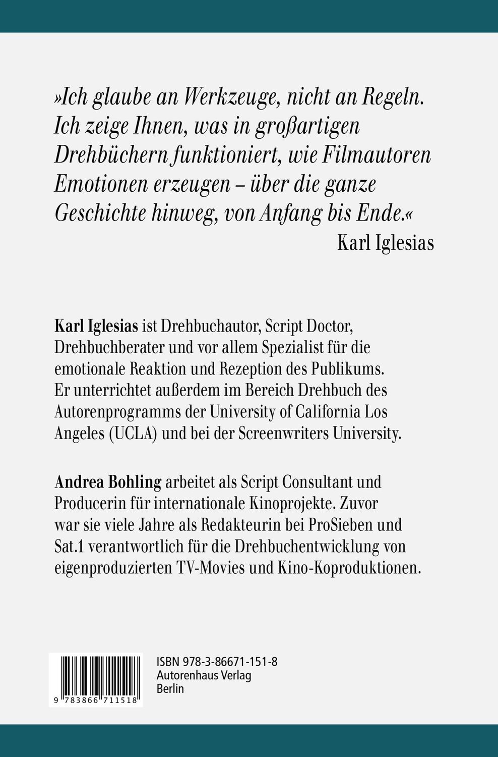 Rückseite: 9783866711518 | Emotionen im Film | Professionelle Techniken für Drehbuchautoren