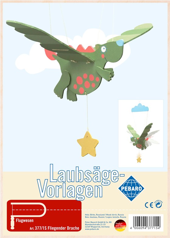 Cover: 4006094377154 | PEBARO 377/1S - Laubsägevorlage Mobile Fliegender Drache, 2...