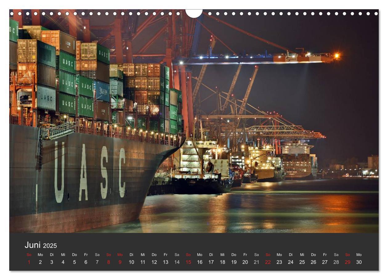 Bild: 9783435762460 | Hamburger Hafen bei Nacht (Wandkalender 2025 DIN A3 quer), CALVENDO...