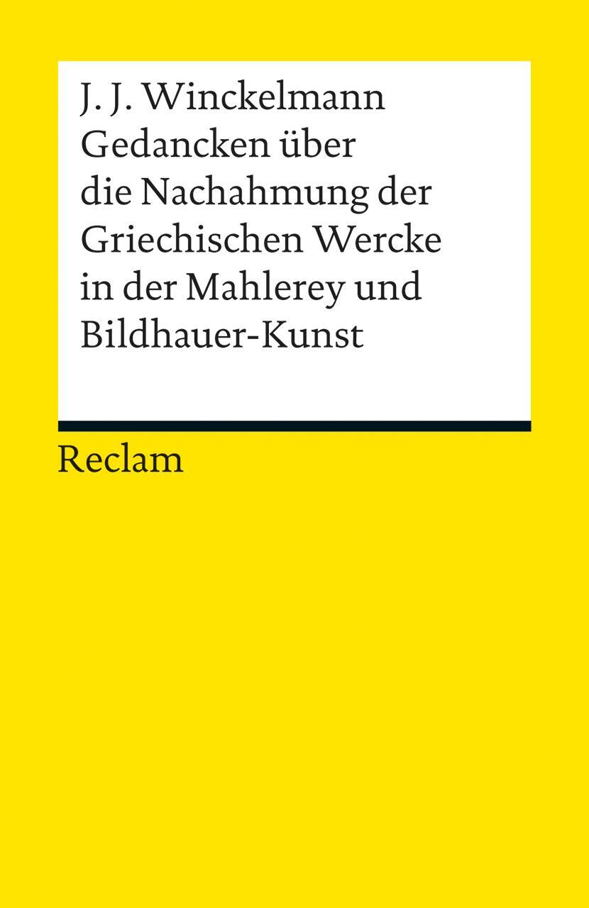 Cover: 9783150189856 | Gedancken über die Nachahmung der Griechischen Wercke in der...