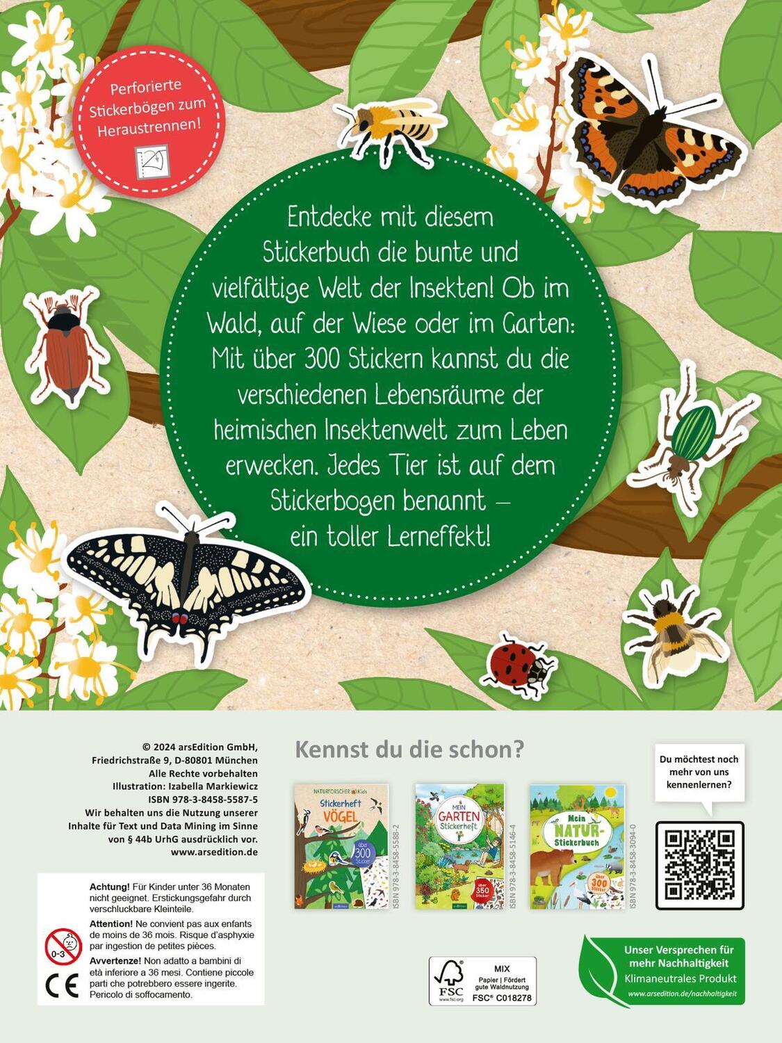 Rückseite: 9783845855875 | Naturforscher-Kids - Stickerheft Insekten | Über 300 Sticker | 40 S.