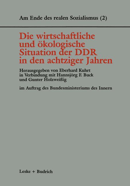 Cover: 9783810016096 | Die wirtschaftliche und ökologische Situation der DDR in den 80er...