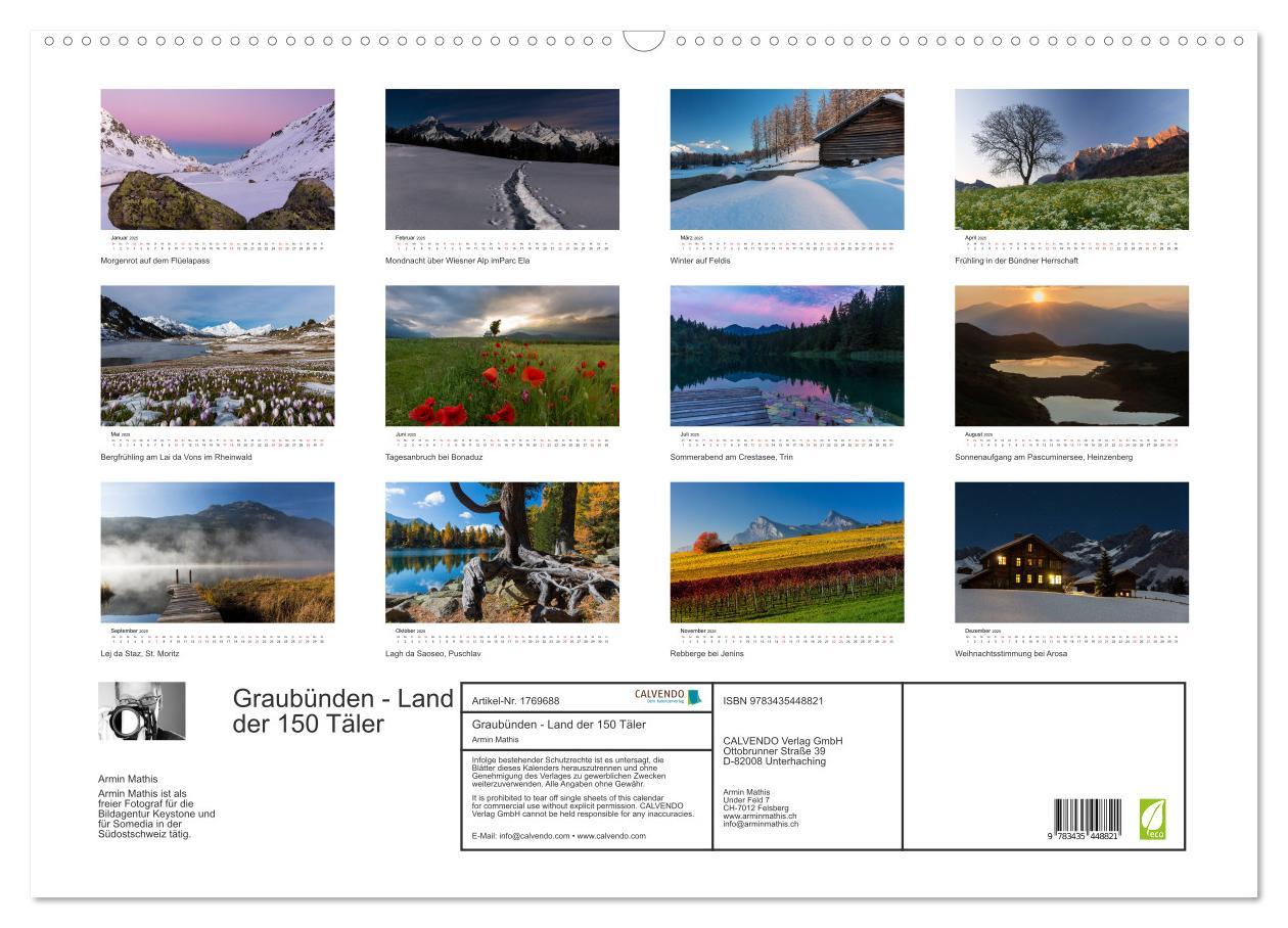 Bild: 9783435448821 | Graubünden - Land der 150 Täler (Wandkalender 2025 DIN A2 quer),...