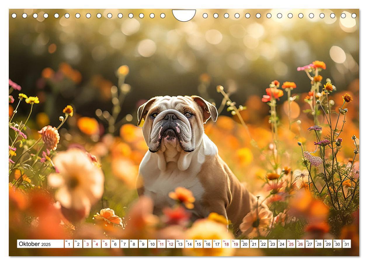 Bild: 9783383808050 | Englische Bulldoggen im Blütenmeer (Wandkalender 2025 DIN A4 quer),...