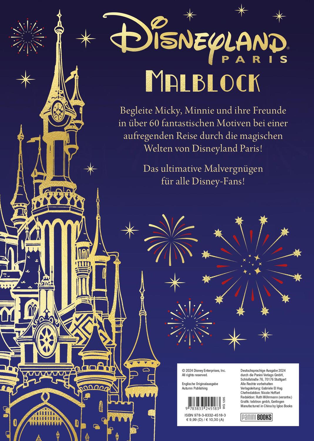 Rückseite: 9783833245183 | Disney: Disneyland Paris Malblock | Disney | Taschenbuch | 128 S.