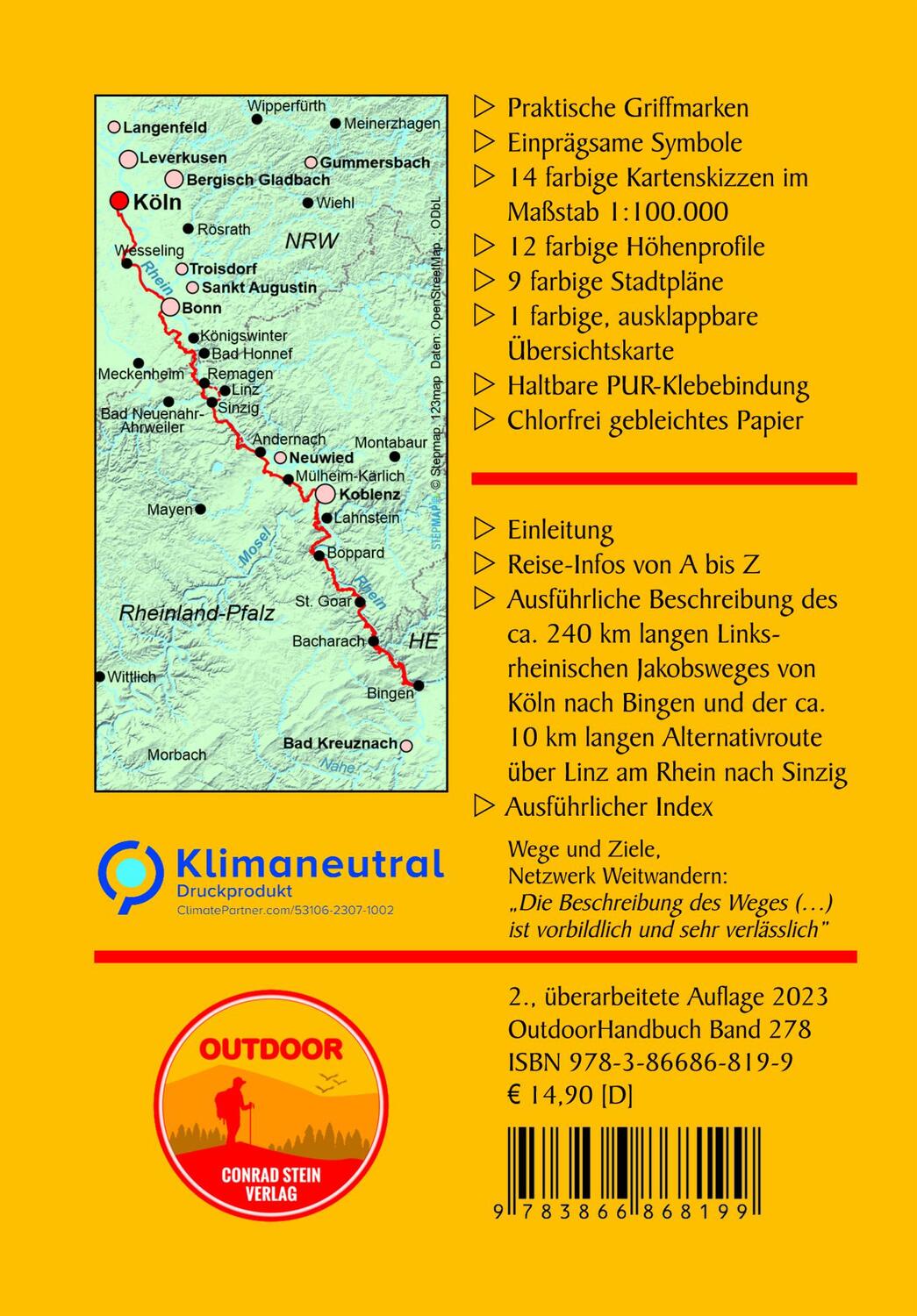 Rückseite: 9783866868199 | Linksrheinischer Jakobsweg | von Köln nach Bingen | Scholz (u. a.)