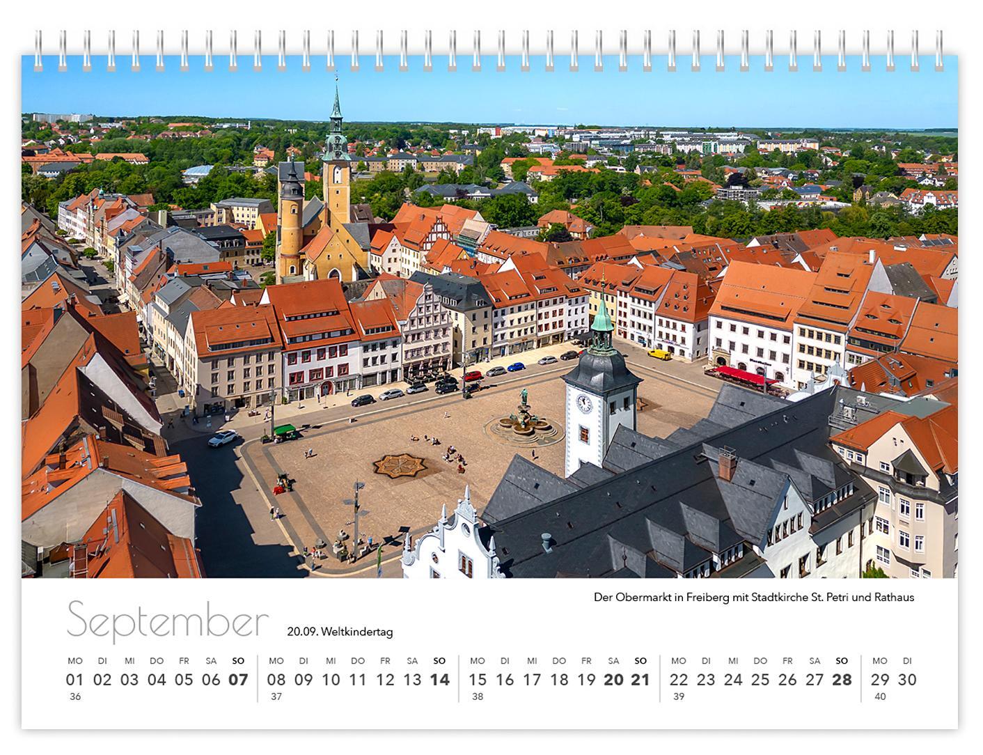 Bild: 9783910680821 | Kalender Sachsen von oben kompakt 2025 | 21 x 15 cm weißes Kalendarium