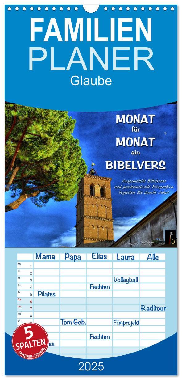 Cover: 9783457122815 | Familienplaner 2025 - Monat für Monat ein Bibelvers mit 5 Spalten...