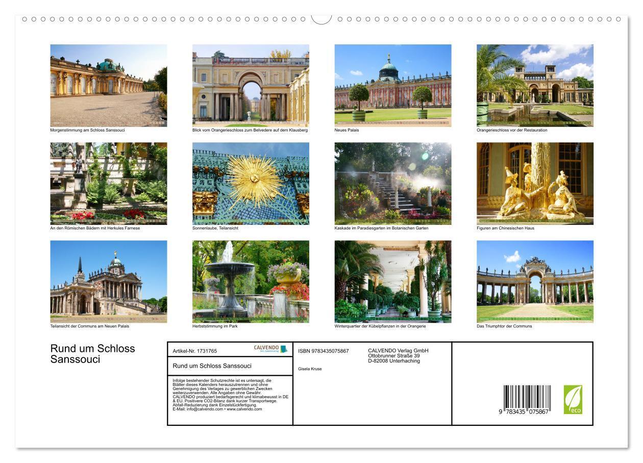 Bild: 9783435075867 | Rund um Schloss Sanssouci (Wandkalender 2025 DIN A2 quer), CALVENDO...