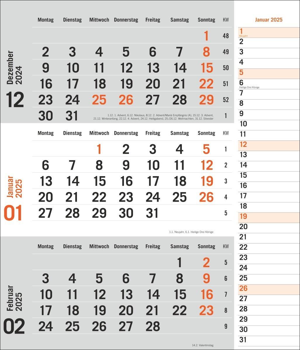 Cover: 9783756406807 | 3-Monatsplaner, orange 2025 | Heye | Kalender | Bürokalender Heye