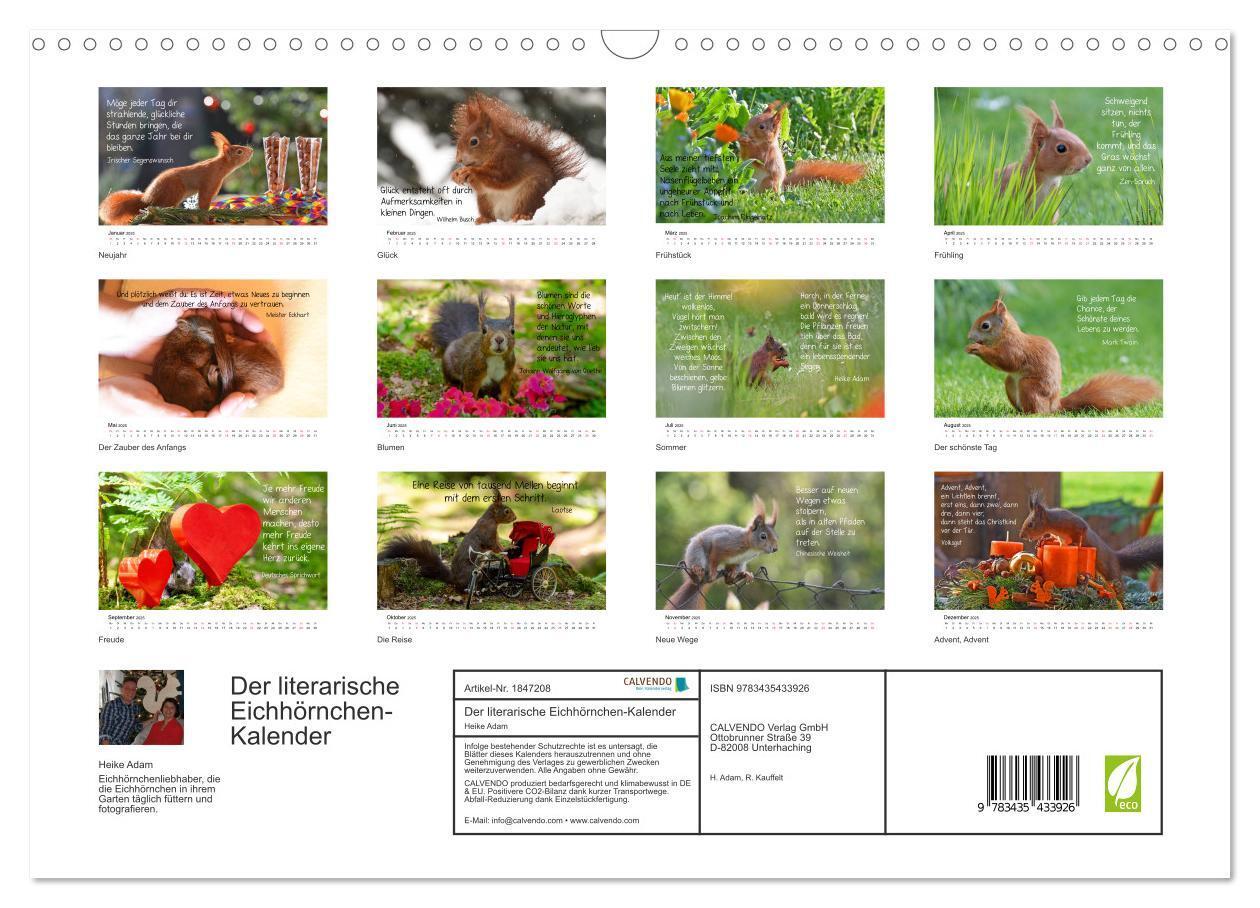 Bild: 9783435433926 | Der literarische Eichhörnchen-Kalender (Wandkalender 2025 DIN A3...