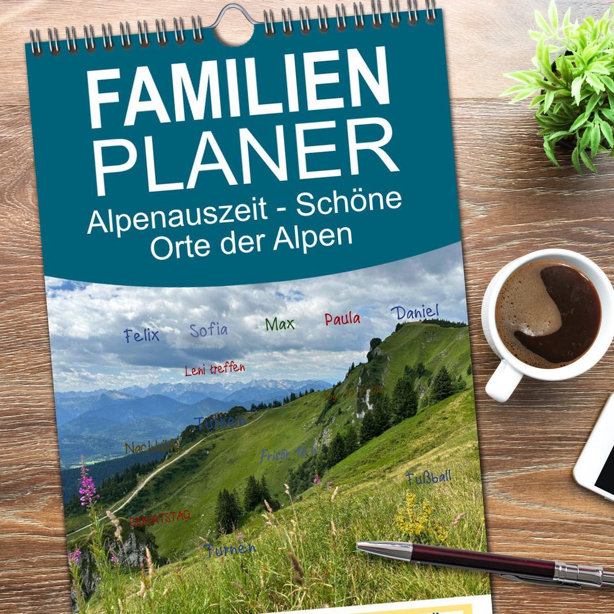 Bild: 9783457091159 | Familienplaner 2025 - Alpenauszeit - Schöne Orte der Alpen mit 5...