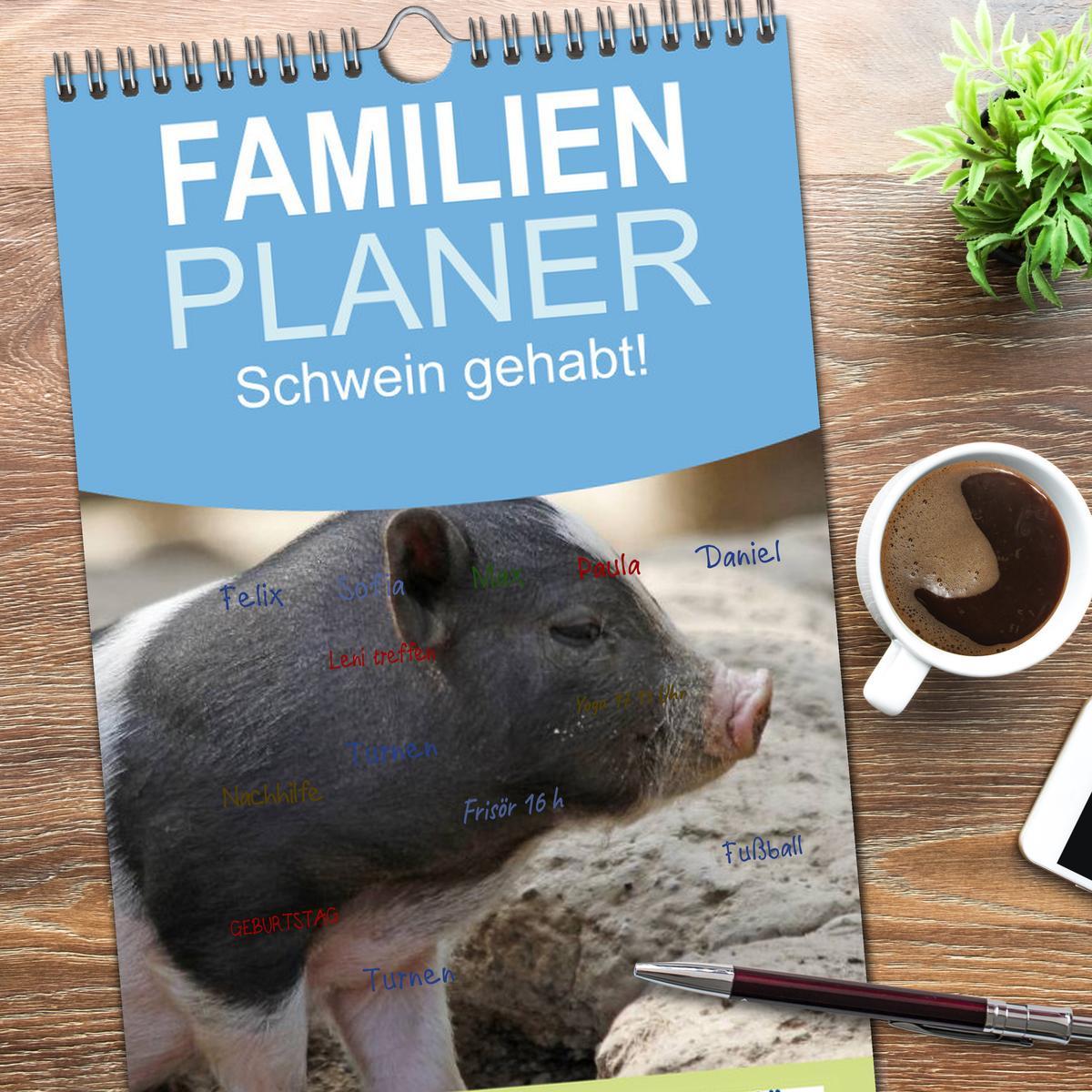 Bild: 9783457124741 | Familienplaner 2025 - Schwein gehabt! mit 5 Spalten (Wandkalender,...