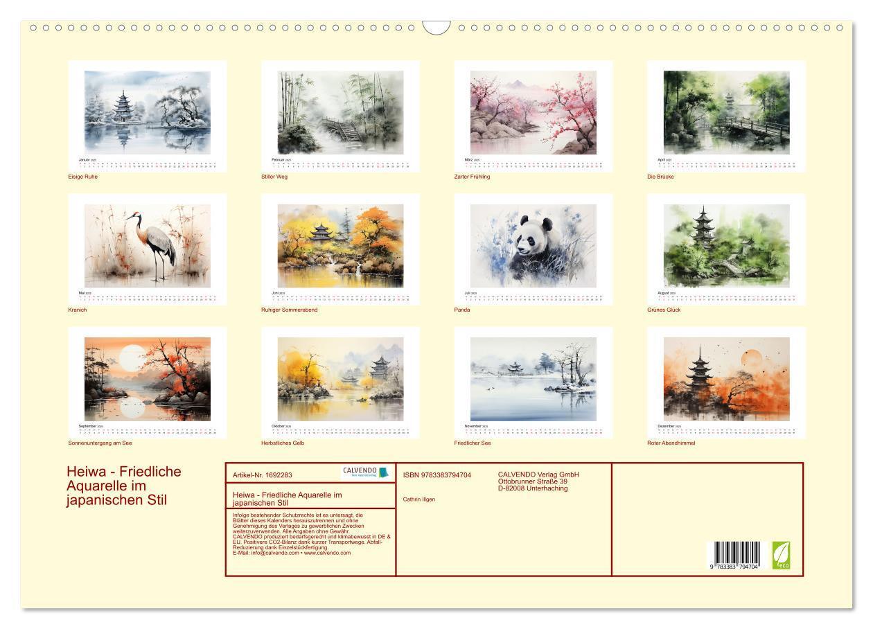 Bild: 9783383794704 | Heiwa - Friedliche Aquarelle im japanischen Stil (Wandkalender 2025...