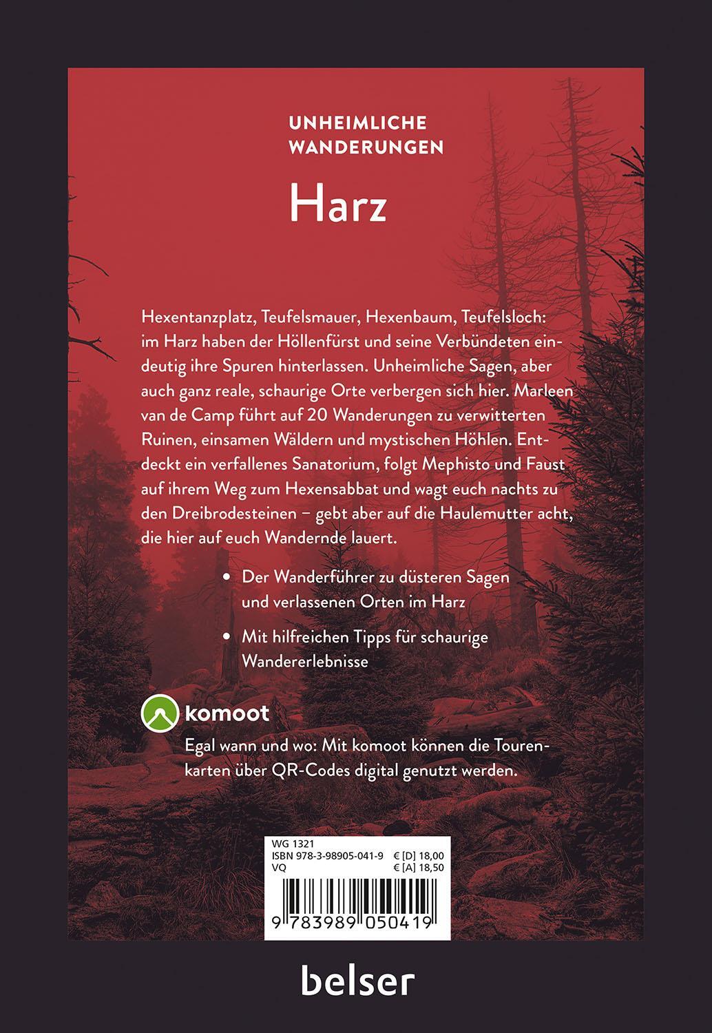 Rückseite: 9783989050419 | Unheimliche Wanderungen Harz | Marleen van de Camp | Taschenbuch