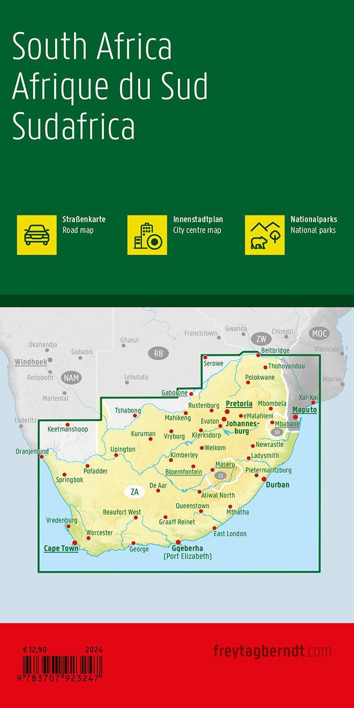 Rückseite: 9783707923247 | Südafrika, Straßenkarte, 1:1.500.000, freytag &amp; berndt | Berndt | 2024