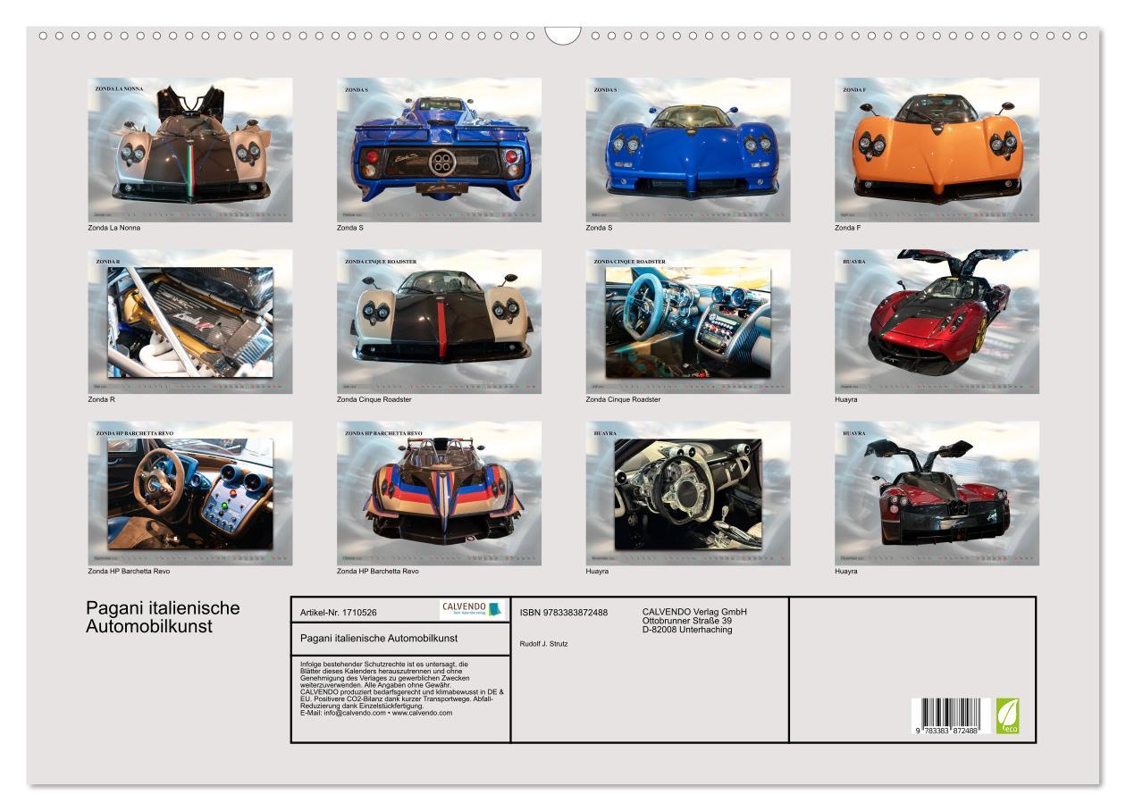 Bild: 9783383872488 | Pagani italienische Automobilkunst (Wandkalender 2025 DIN A2 quer),...