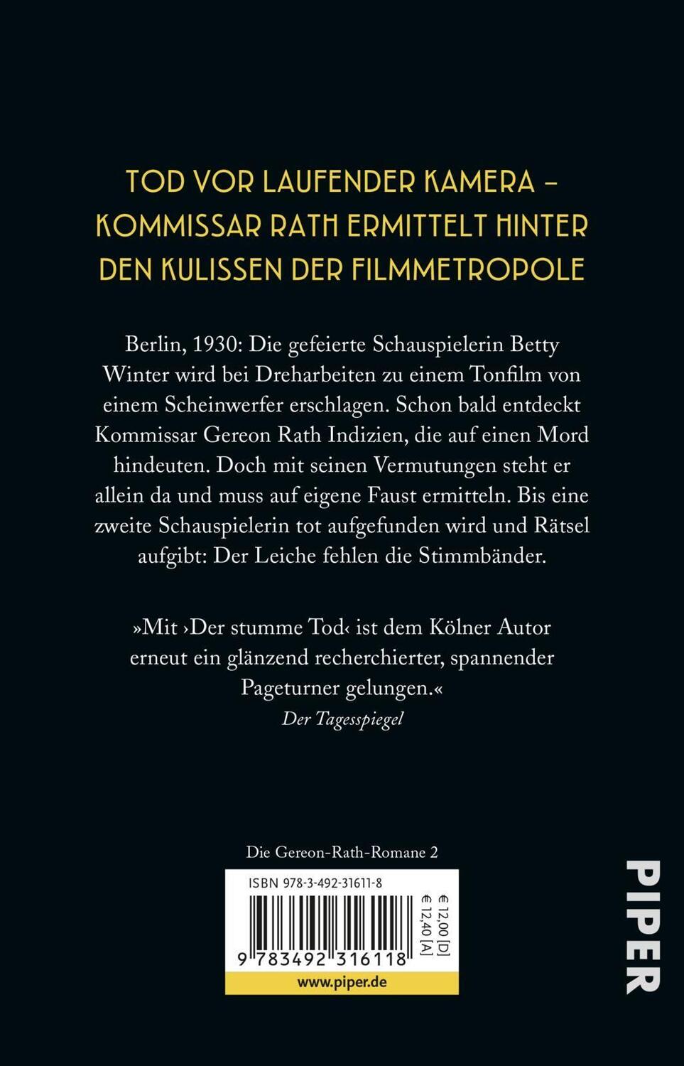 Rückseite: 9783492316118 | Der stumme Tod | Volker Kutscher | Taschenbuch | 544 S. | Deutsch